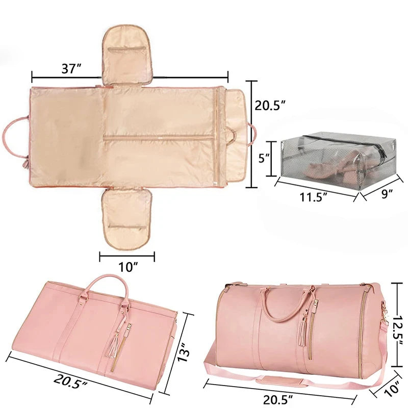Buylor VIP for PU Folding Suitbag Women's Handbag Large Capacity Travel Duffle Bag Waterproof Clothes Totes Outdoor Fitness Bags