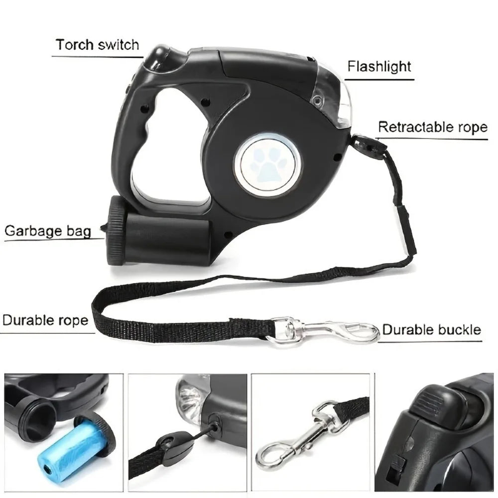 Pet Automatic Retractable Leash Dog Leash Night Lighting Travel Pet Leash Have 1PC Garbage Bag Traction Rope For Night Walking